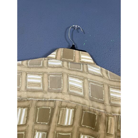 TED LAPIDUS Paris M men's Abstract Geometric long Sleeve Button Up Shirt beige - Picture 8 of 10